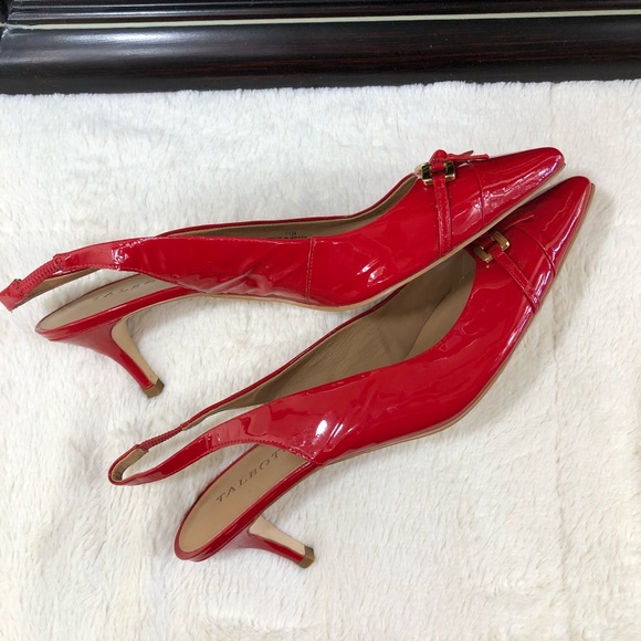 Talbots Red Patent Leather Sling Back Heels - Picture 3 of 8